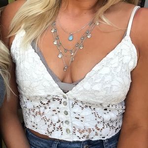 White lace crop top